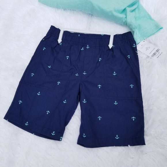 Carter's Size 2-Piece Jersey Polo and Short Set in Mint Blue w/ Anchors - Picture 5 of 5